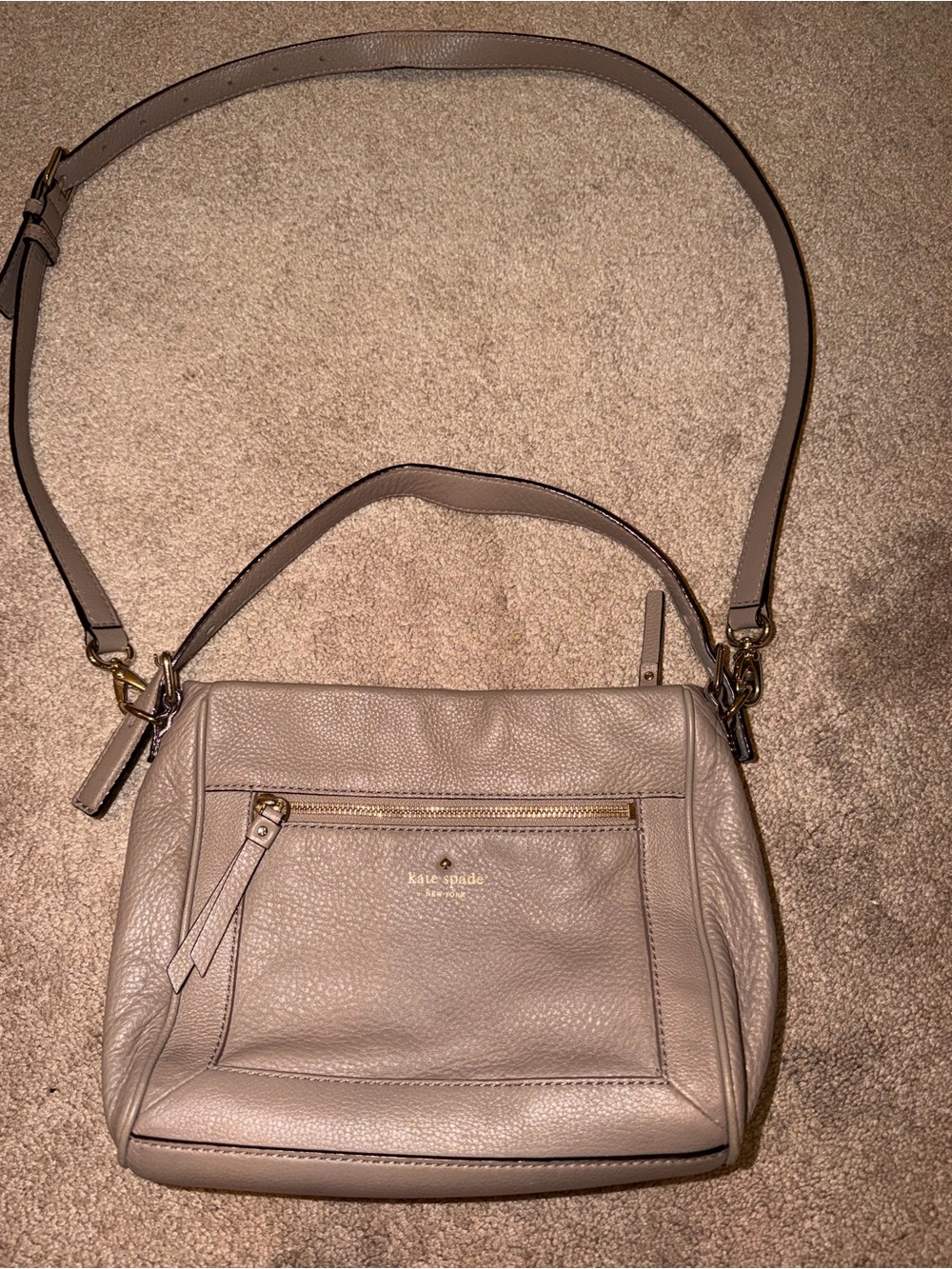 Kate Spade Pebbled Leather Crossbody Bag in Taupe